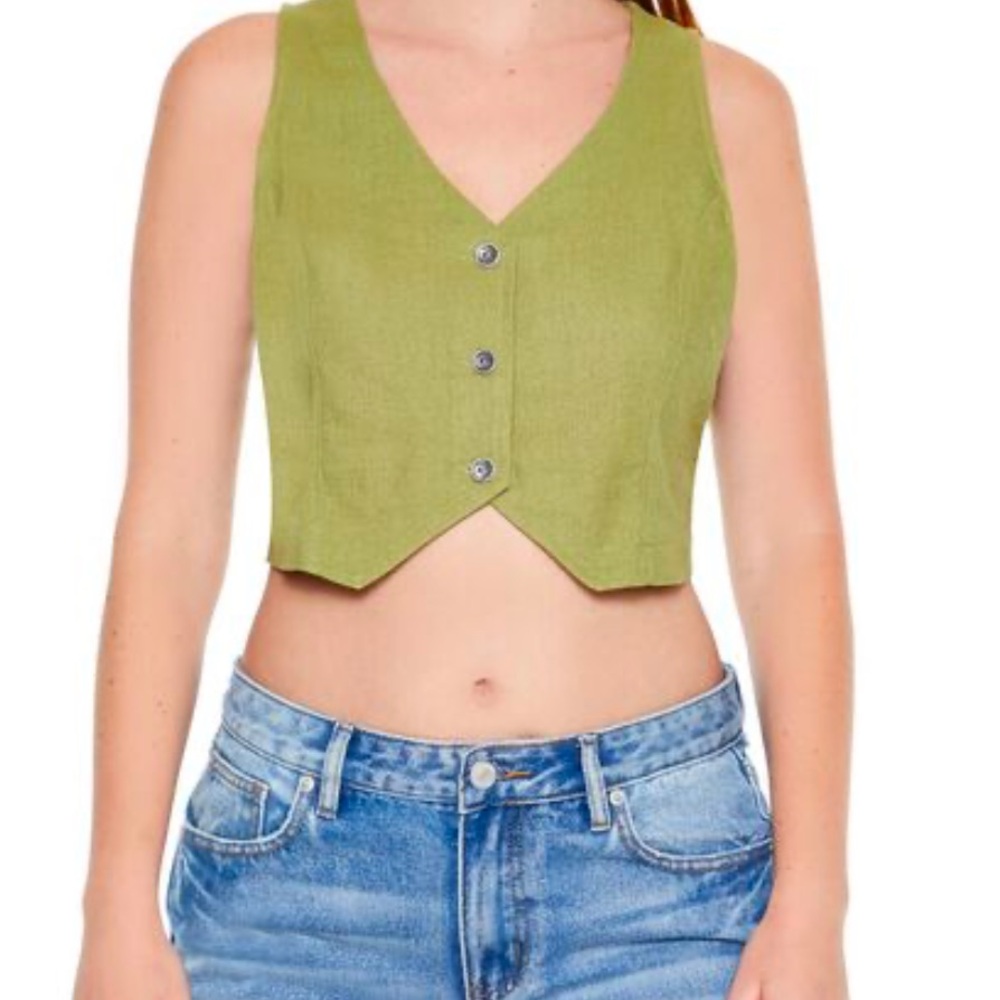 Cropped Green Vest Top size Medium Forever 21